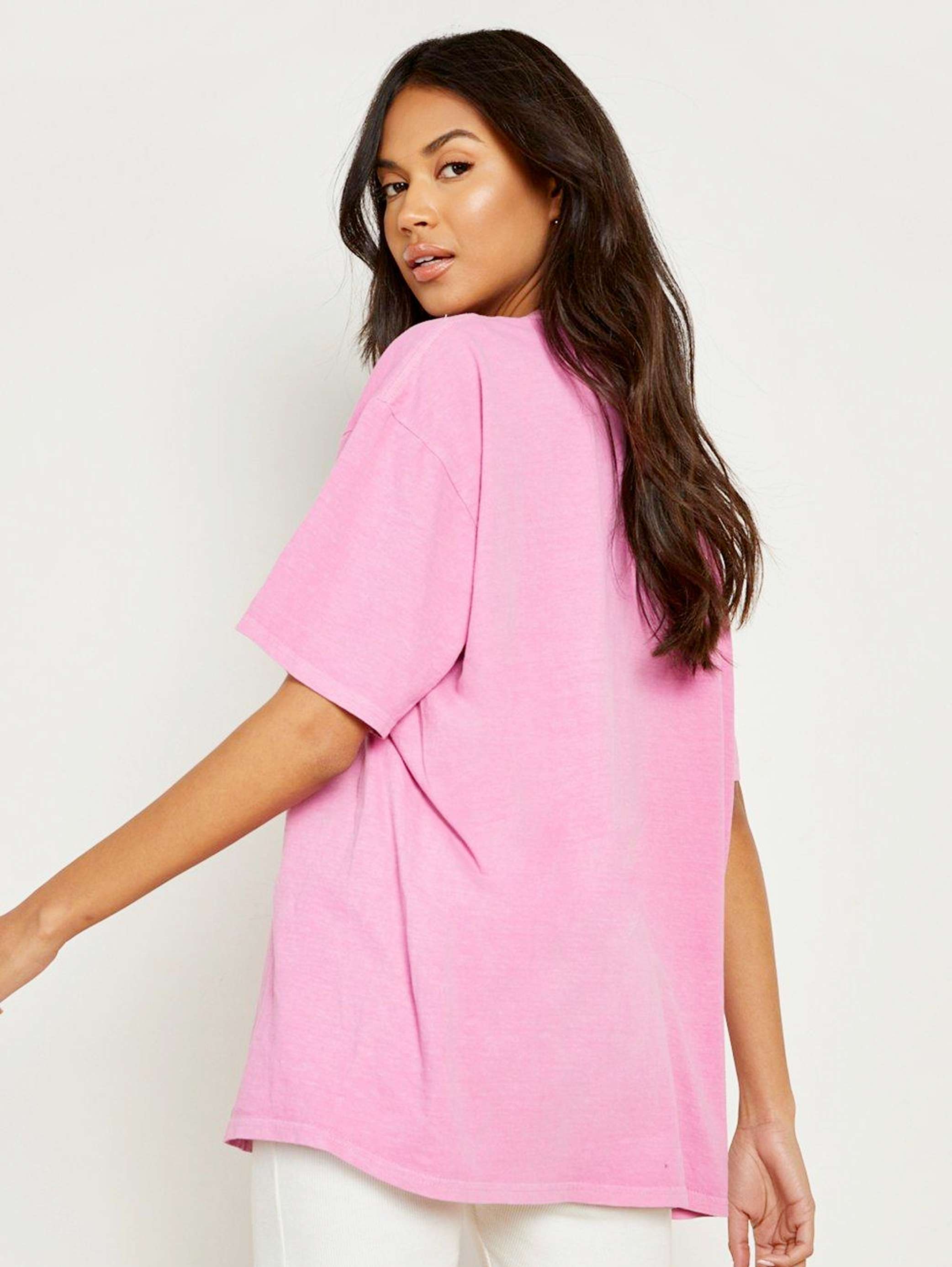 women’s crew-neck oversized t-shirt (pink) - 18419469 -  Standard Image - 1