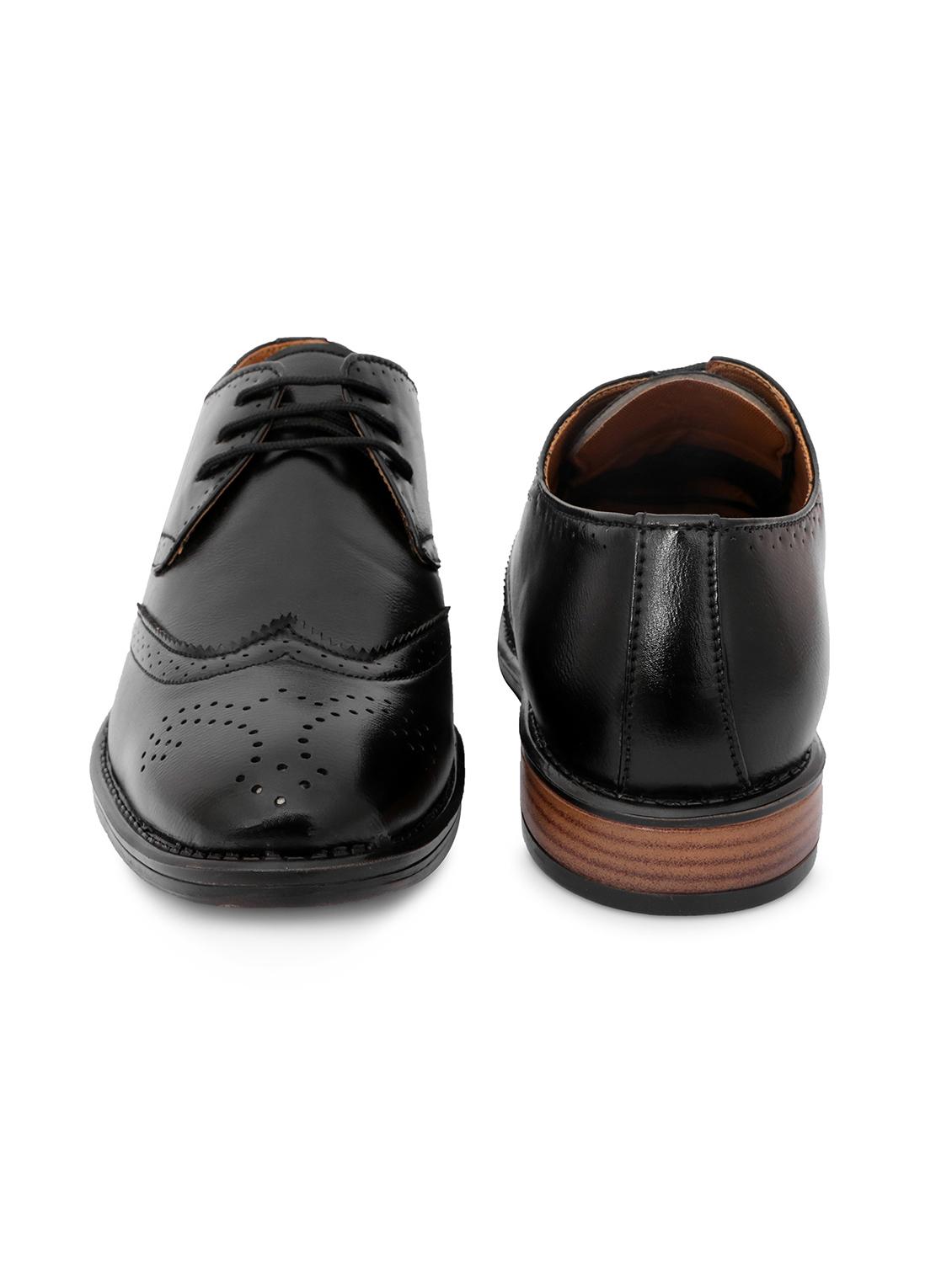 black synthetic & mesh laceup brouges - 18419524 -  Standard Image - 1