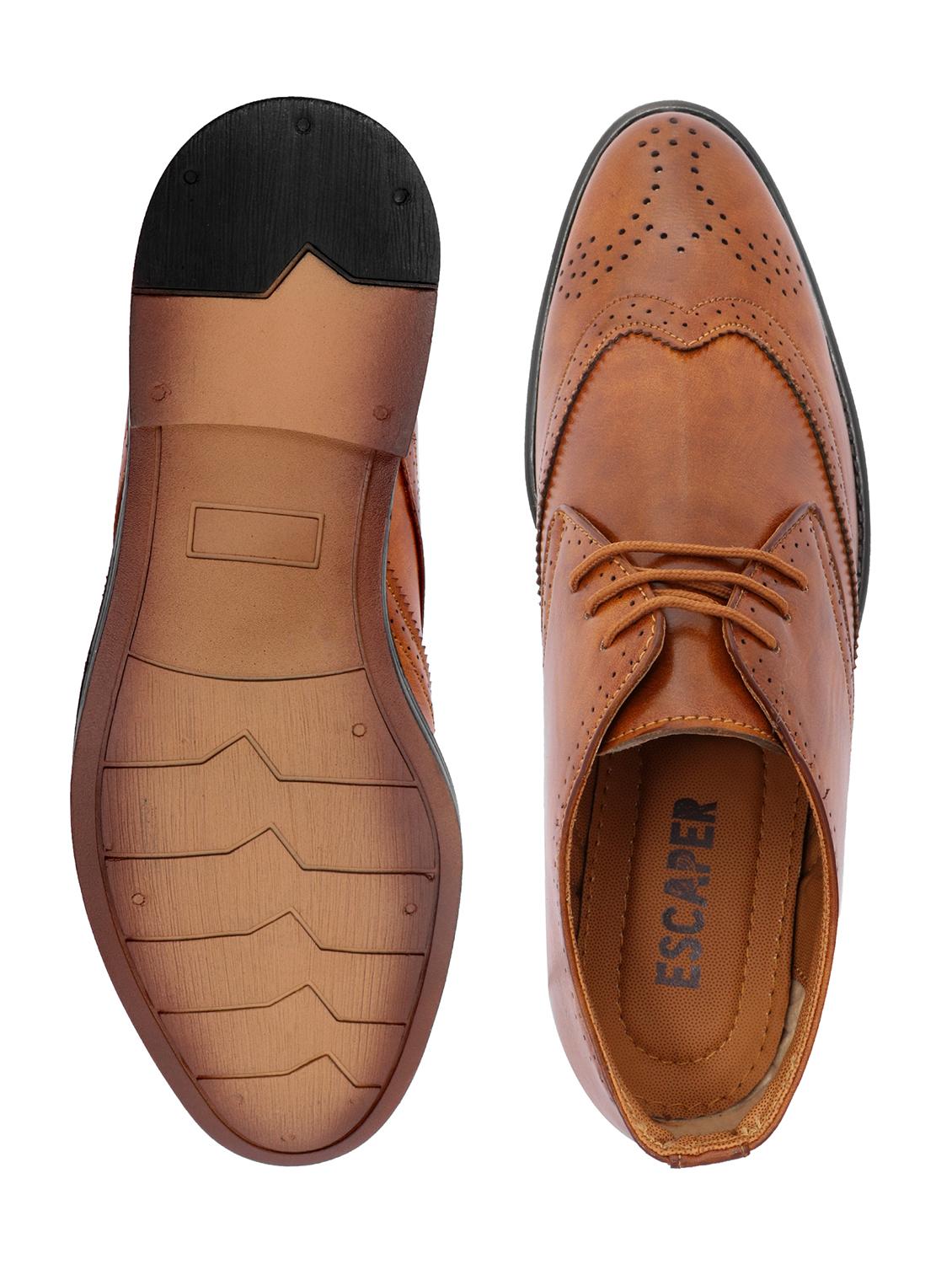 tan synthetic & mesh laceup brouges - 18419526 -  Standard Image - 1