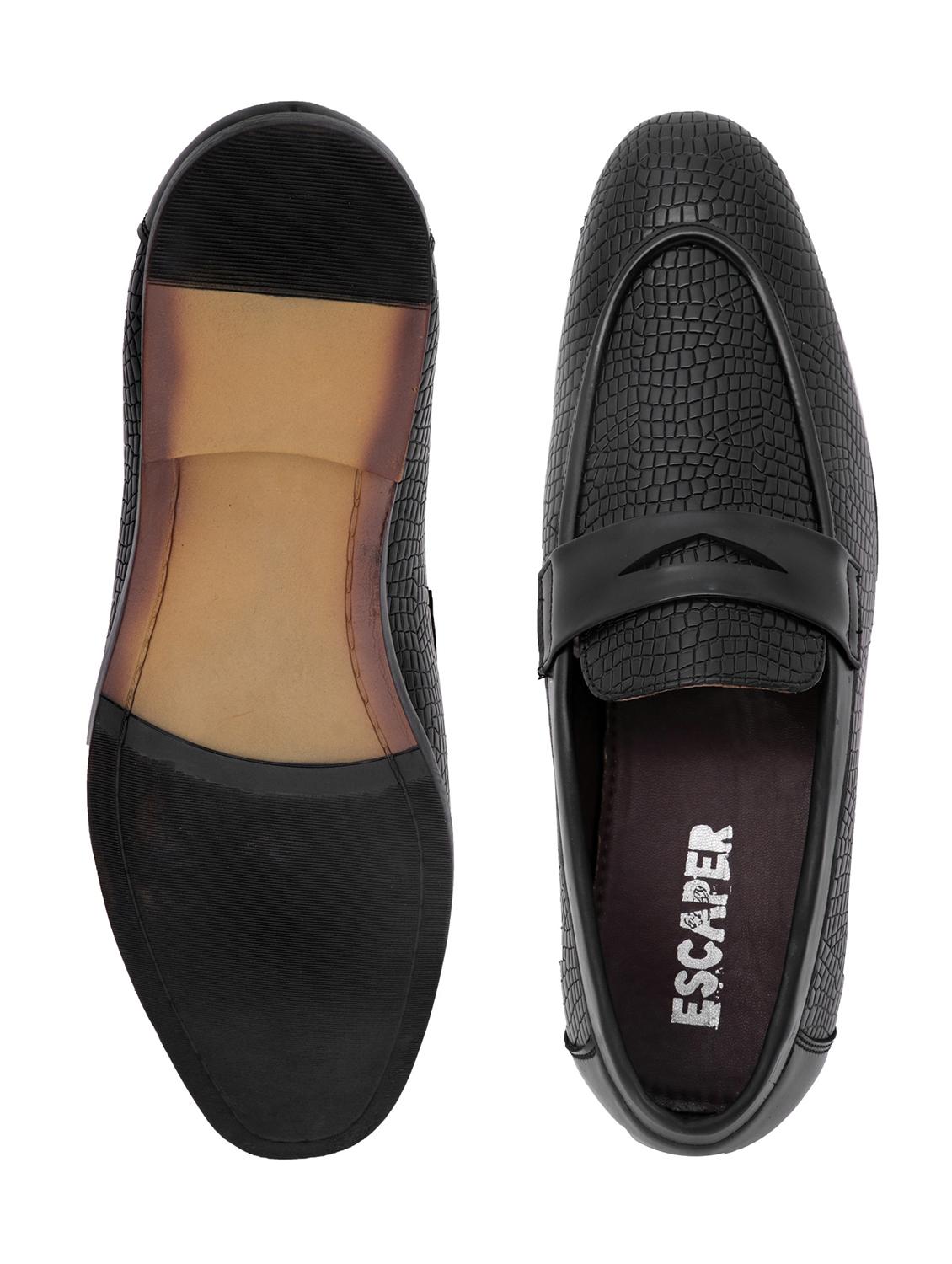 black synthetic office wear loafers - 18419549 -  Standard Image - 1