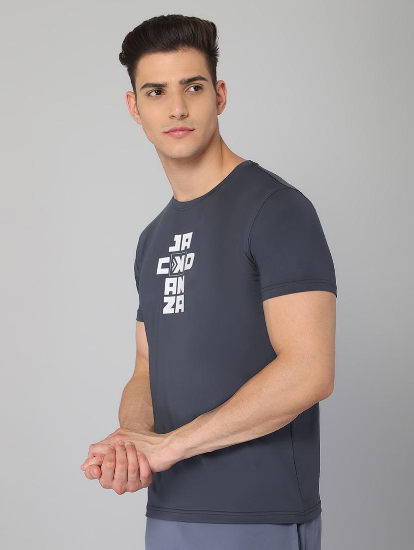 grey chest-printed t-shirt - 18419963 - Standard Image - 1
