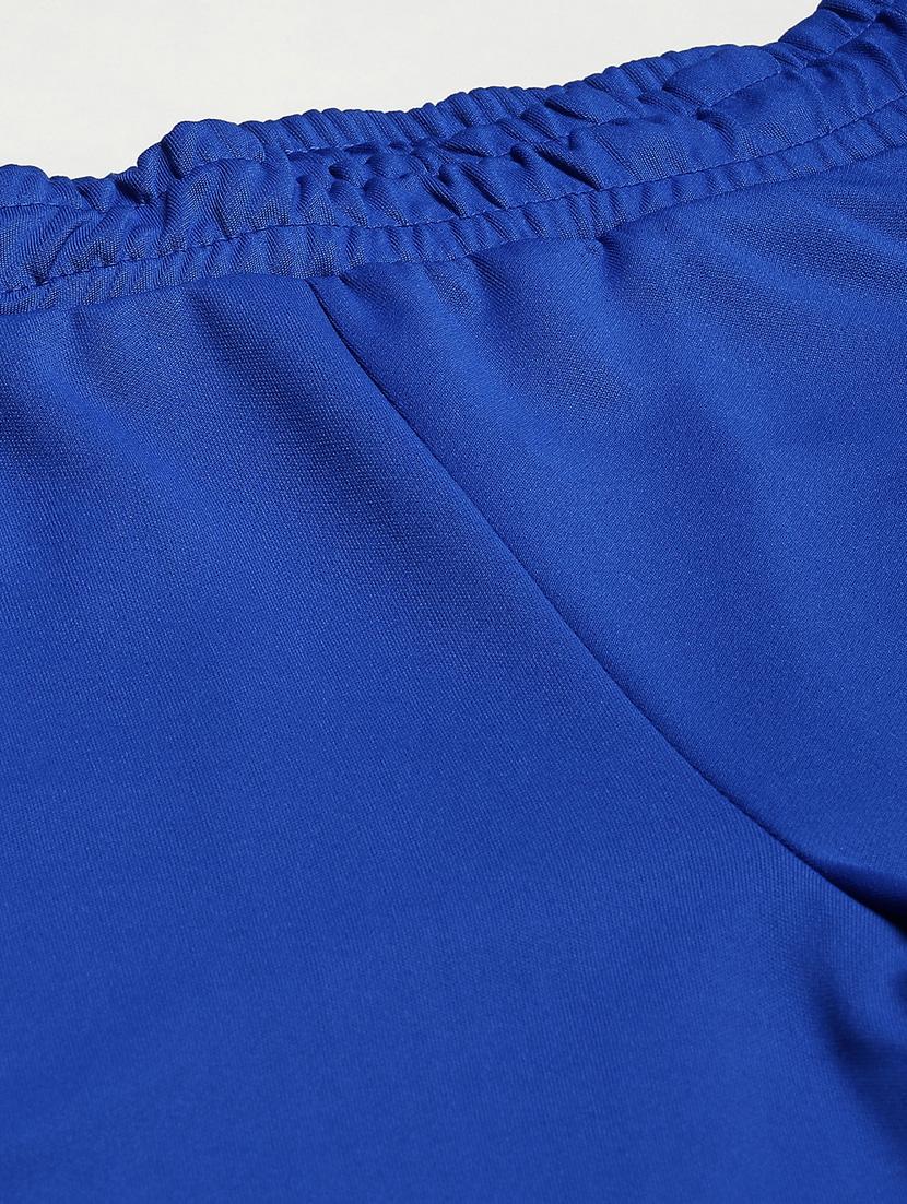 blue solid full length track pant - 18420094 - Standard Image - 4