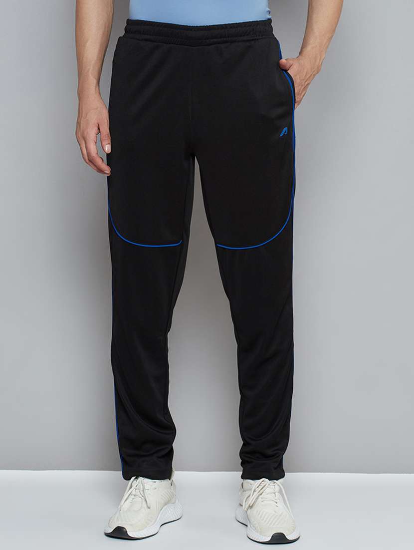 black solid full length track pant