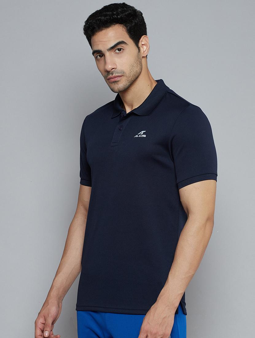 navy-blue solid polo t-shirt - 18420170 - Standard Image - 1