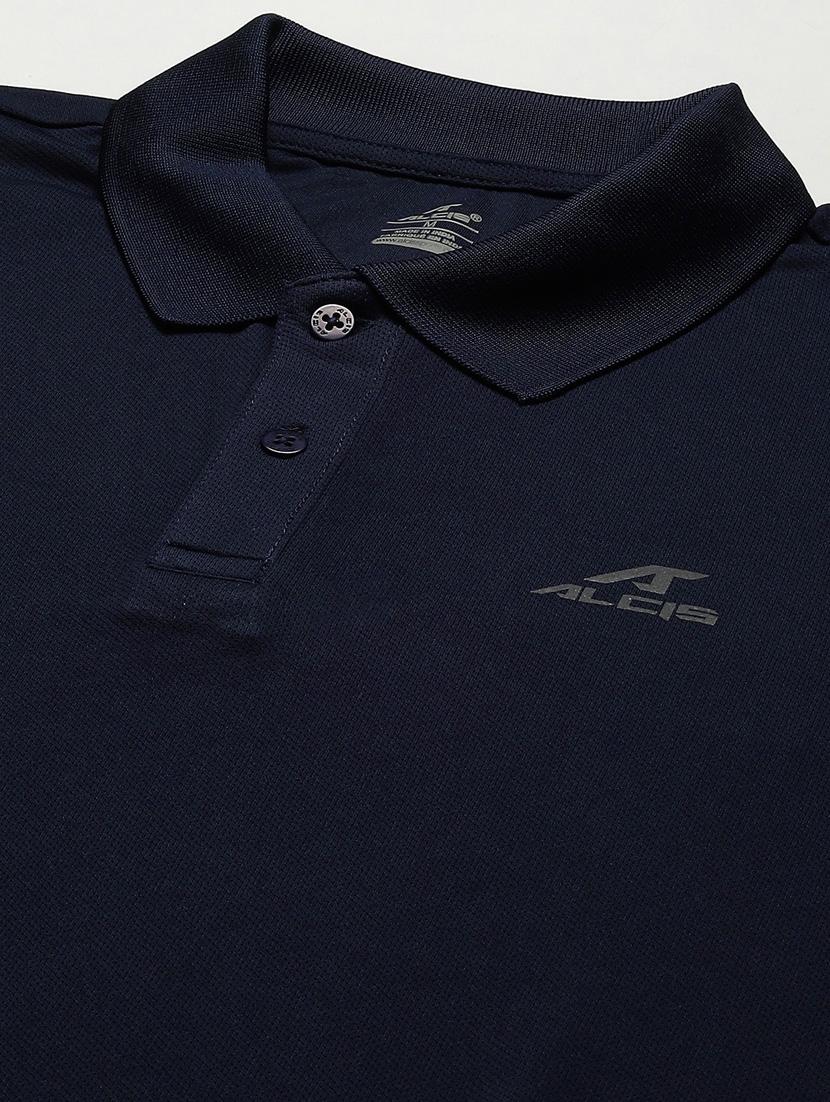 navy-blue solid polo t-shirt - 18420170 - Standard Image - 4