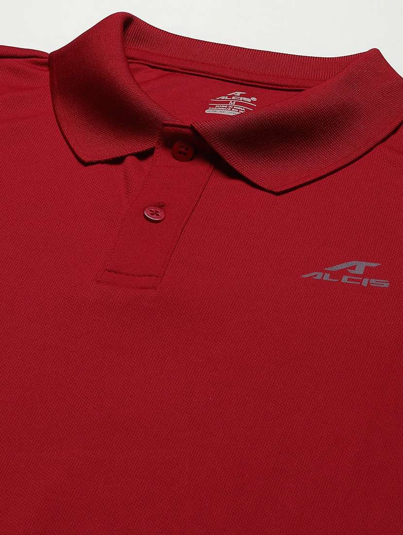 maroon solid polo t-shirt - 18420171 - Standard Image - 4