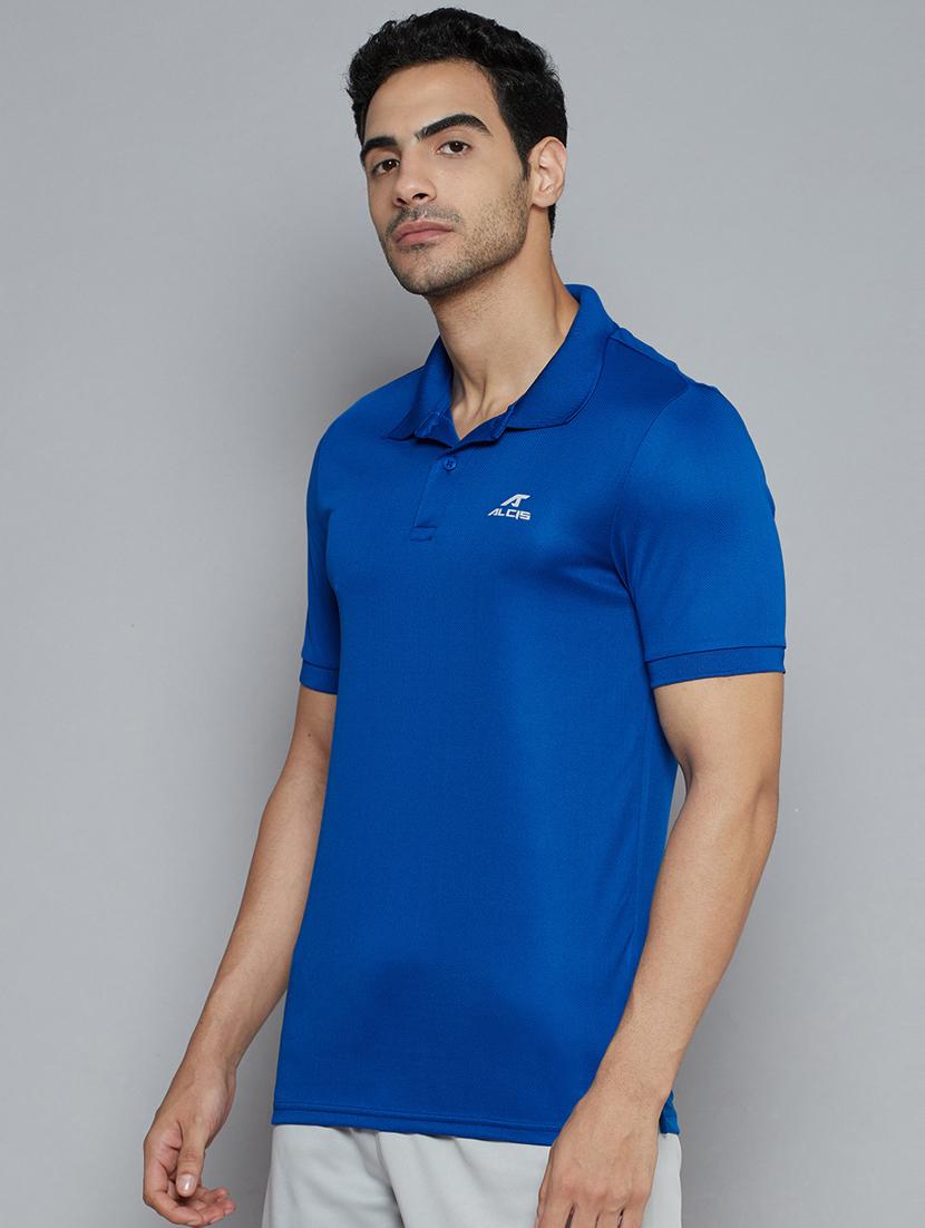 blue solid polo t-shirt - 18420172 - Standard Image - 1