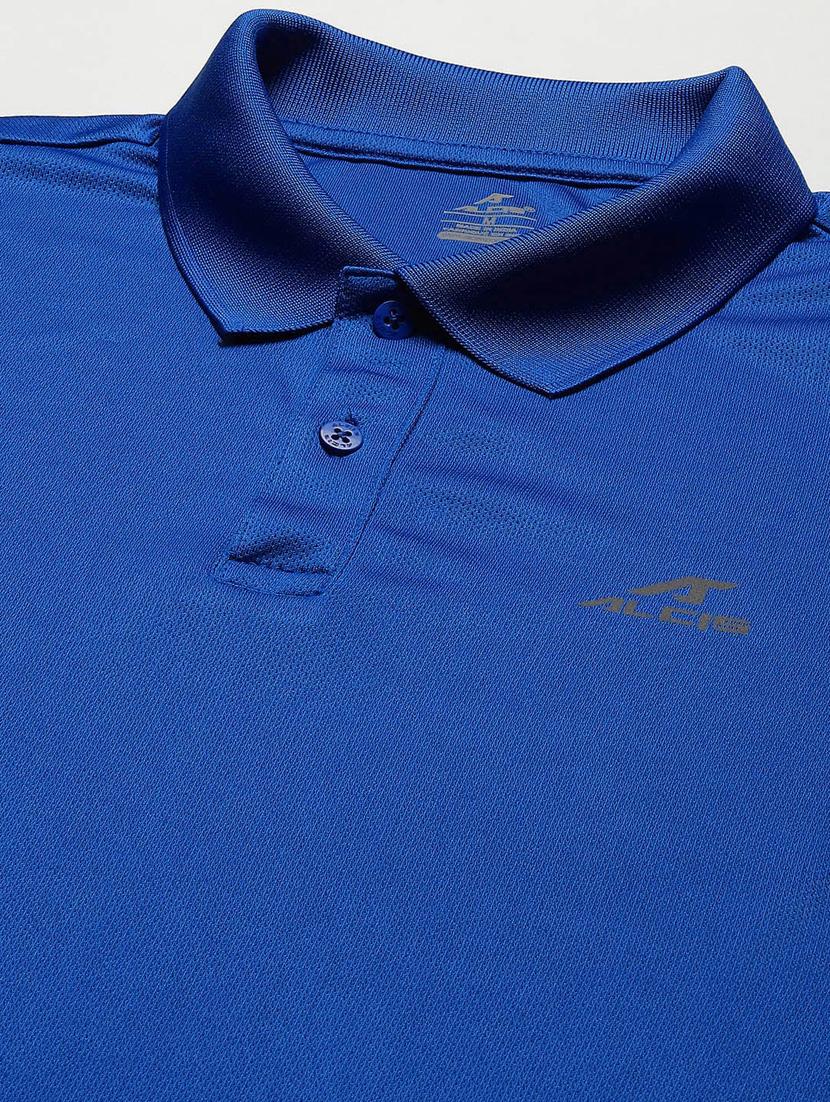 blue solid polo t-shirt - 18420172 - Standard Image - 4
