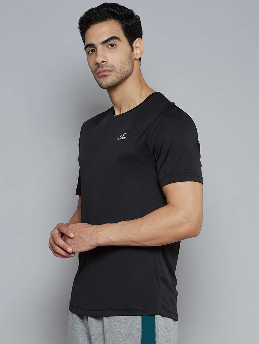 men black solid t-shirt - 18420180 -  Standard Image - 1