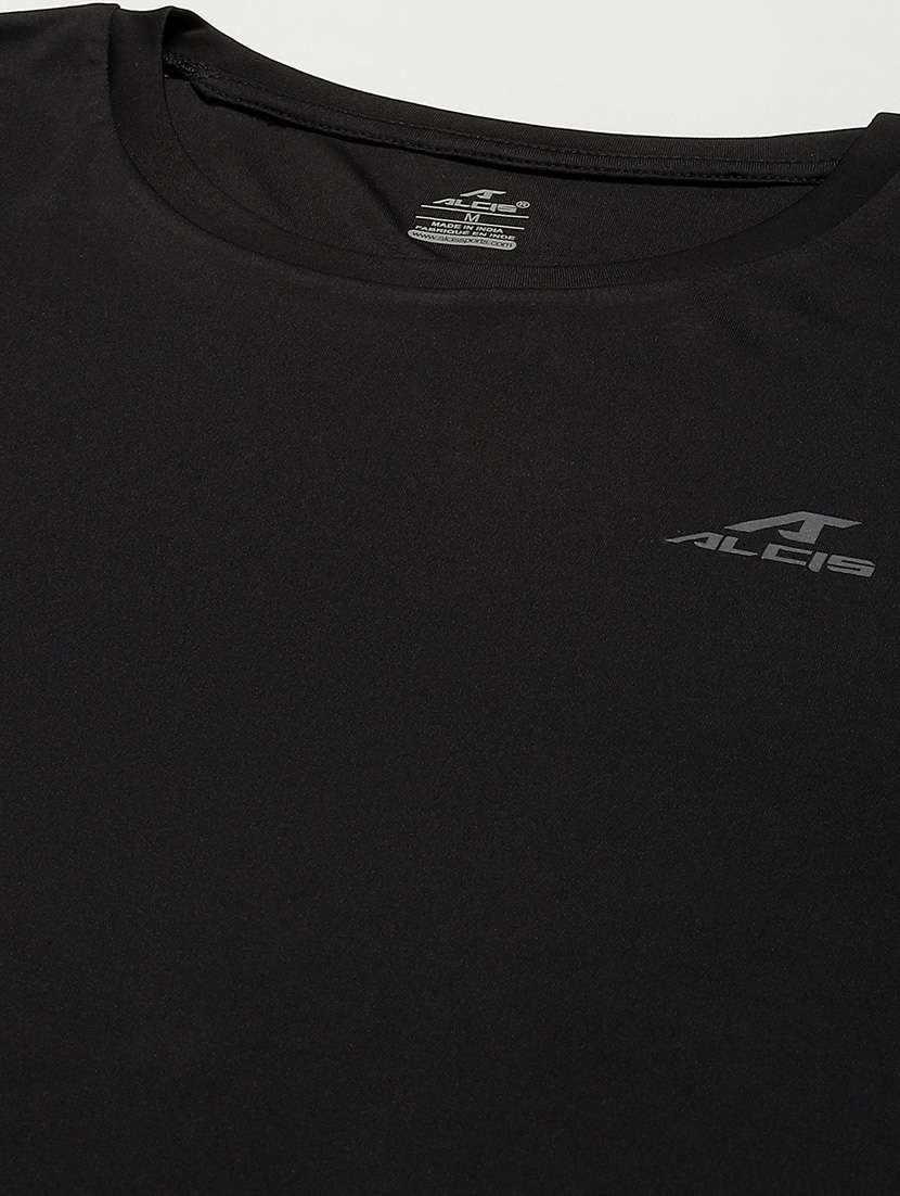 men black solid t-shirt - 18420180 -  Standard Image - 4