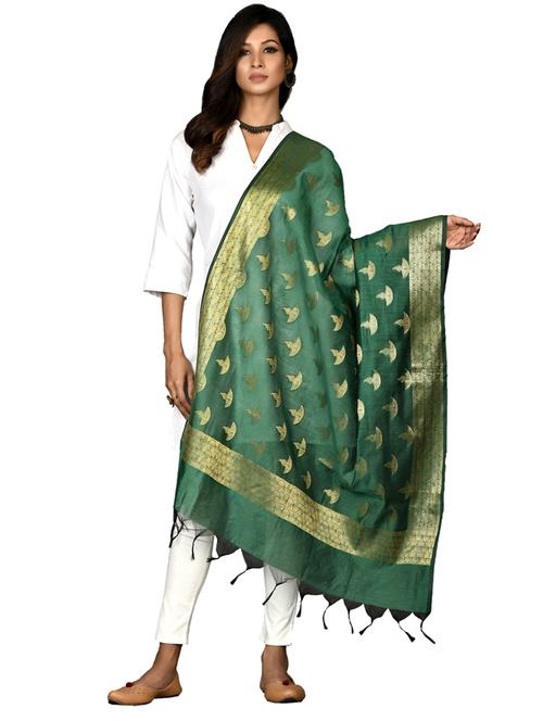 green chanderi dupatta - 18421159 - Standard Image - 0