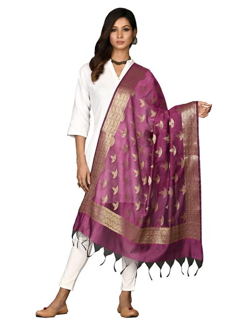 diya motif woven dupatta - 18421160 - Standard Image - 0