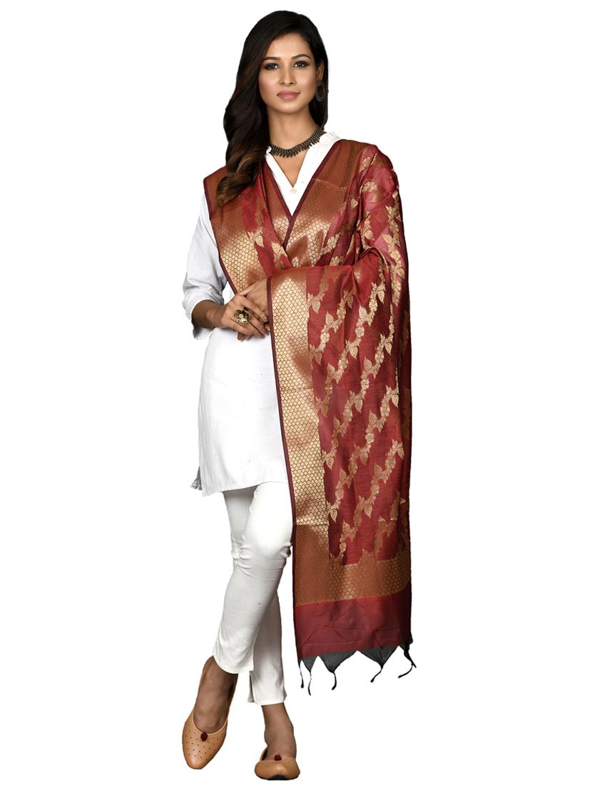 red chanderi dupatta - 18421165 -  Standard Image - 1