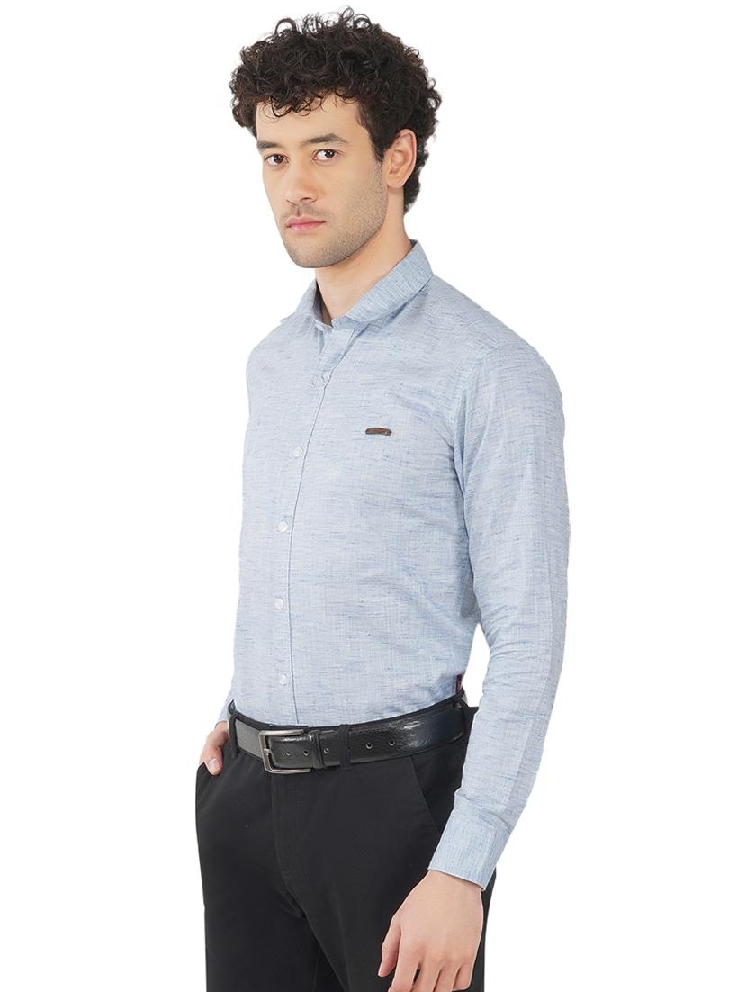light blue solid casual shirt - 18421332 -  Standard Image - 1