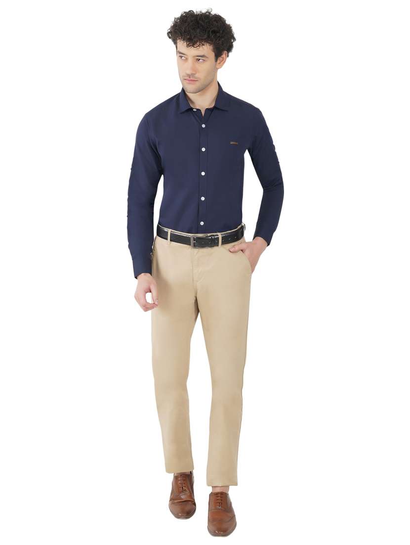 dark blue solid casual shirt - 18421359 -  Standard Image - 4