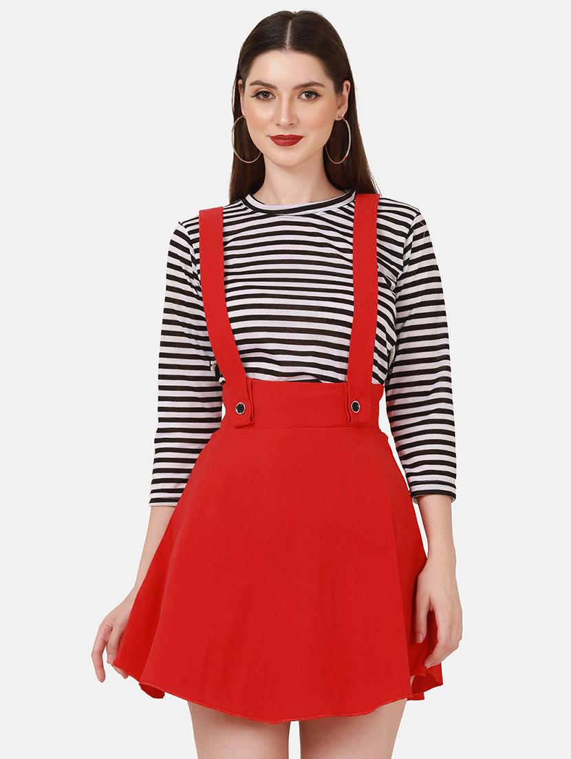 high rise solid flared pinafore skirt - 18421453 - Zoom Image - 0