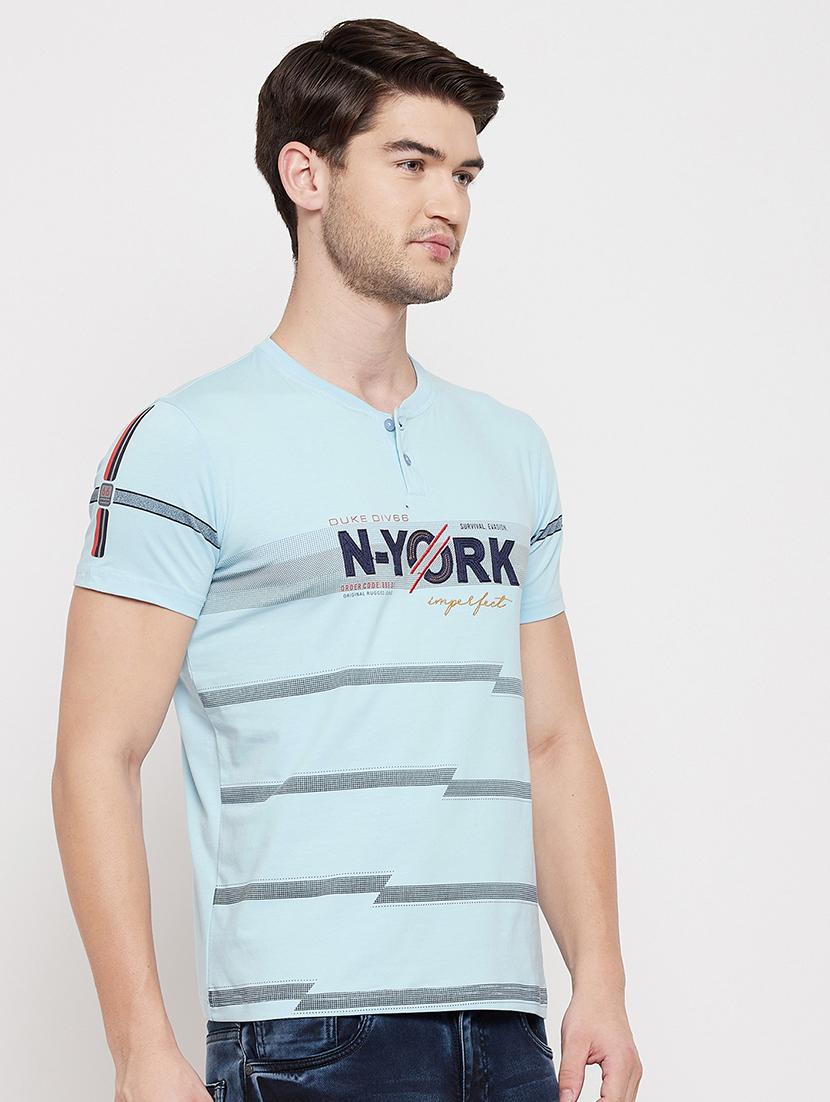 light blue front print t-shirt - 18422164 - Standard Image - 1