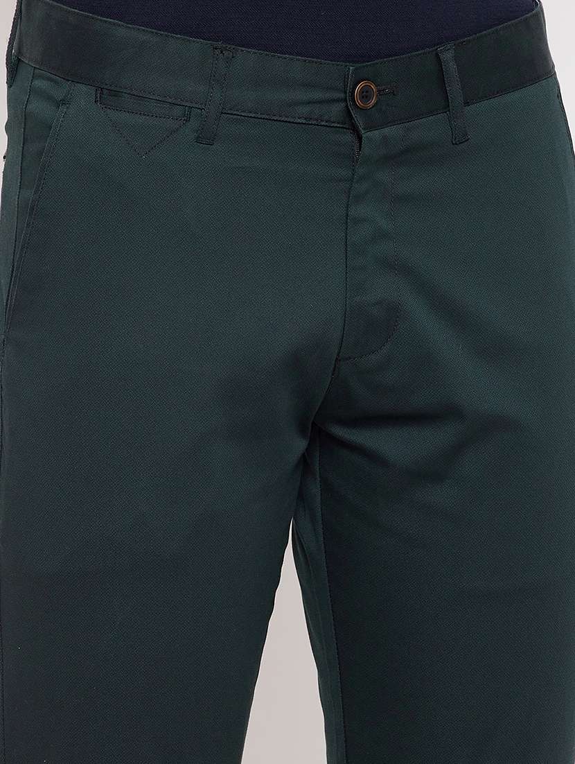 bottle-green solid casual trouser - 18422186 -  Standard Image - 4