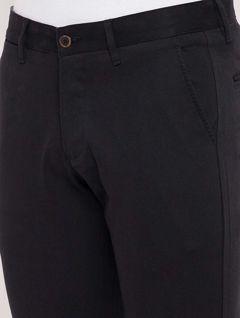black solid casual trouser - 18422188 -  Standard Image - 4