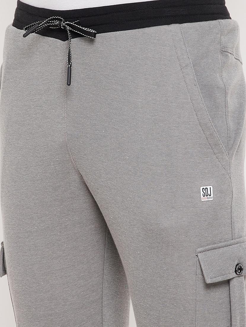 grey solid track pant - 18422199 - Standard Image - 4