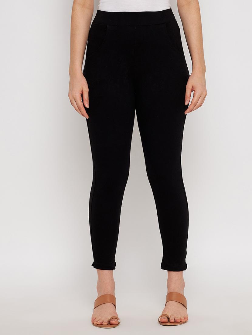 black solid ankle length legging - 18422422 - Zoom Image - 0