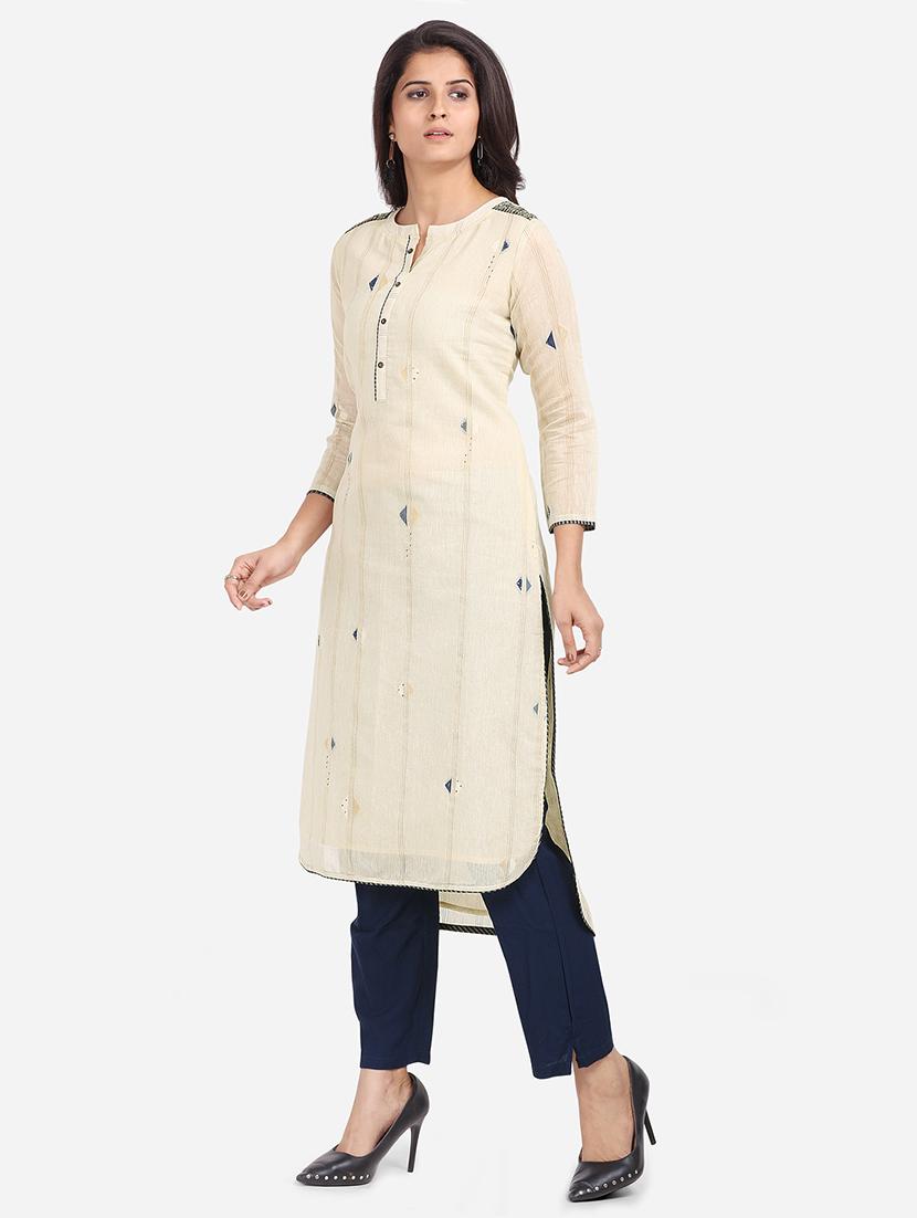cream linen kurta pant  set - 18422491 -  Standard Image - 1
