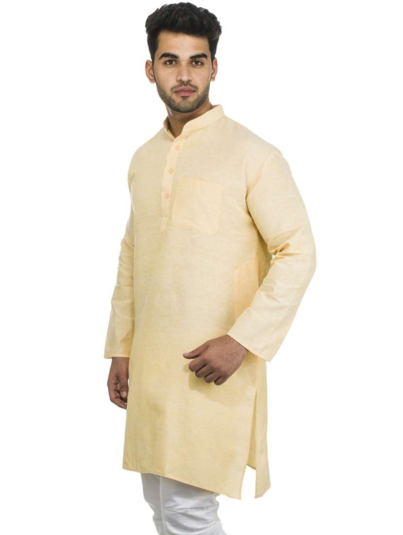 beige solid kurta - 18423451 -  Standard Image - 1