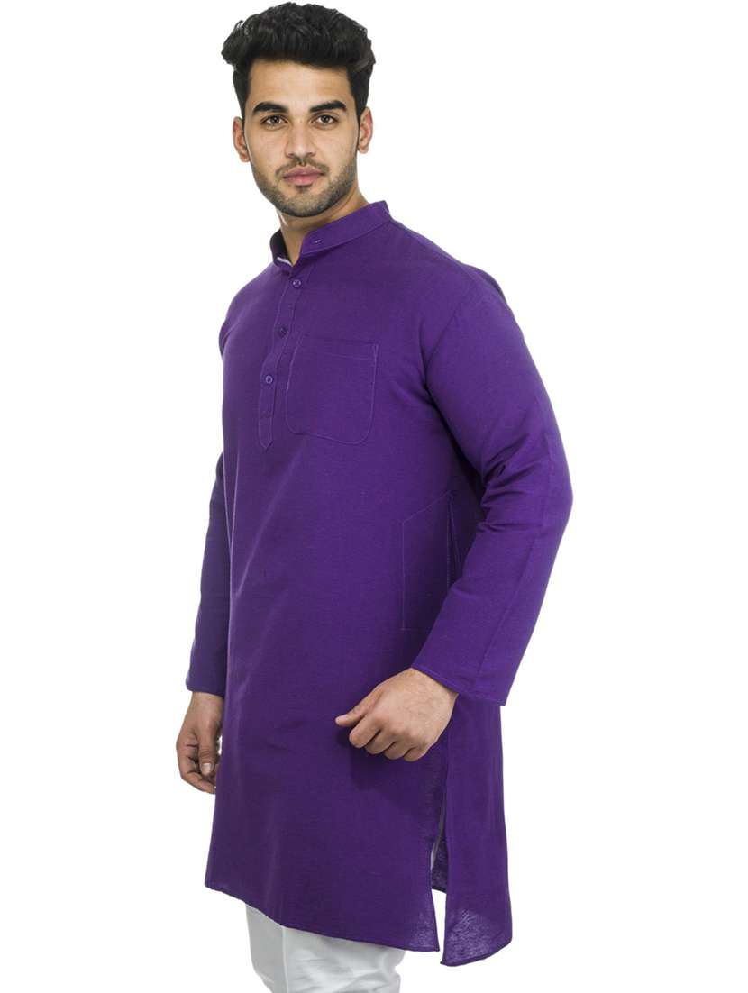purple solid kurta - 18423456 -  Standard Image - 1