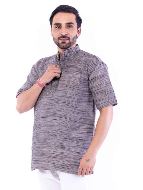 Grey Melange Short Kurta