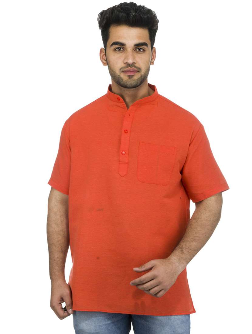 orange solid kurta