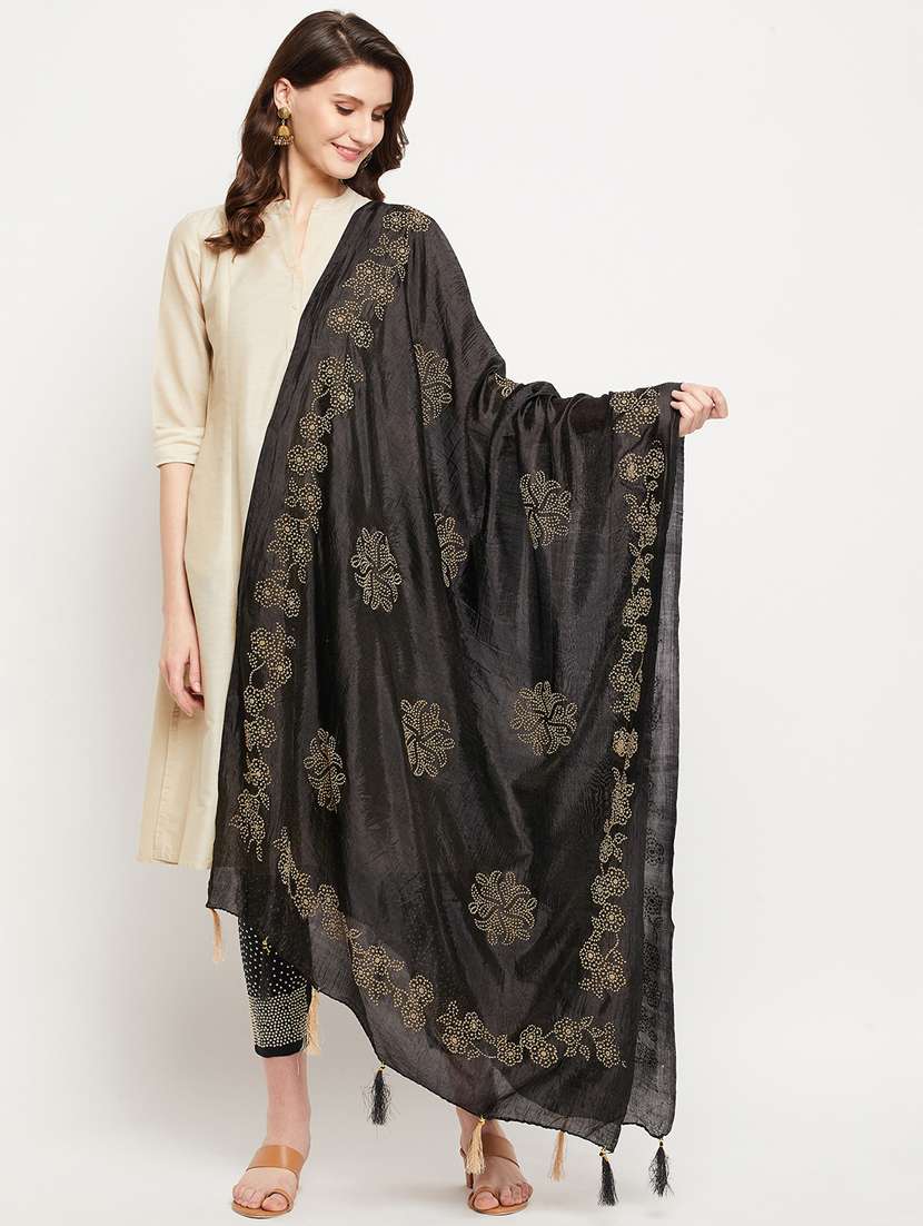 black silk blend dupatta