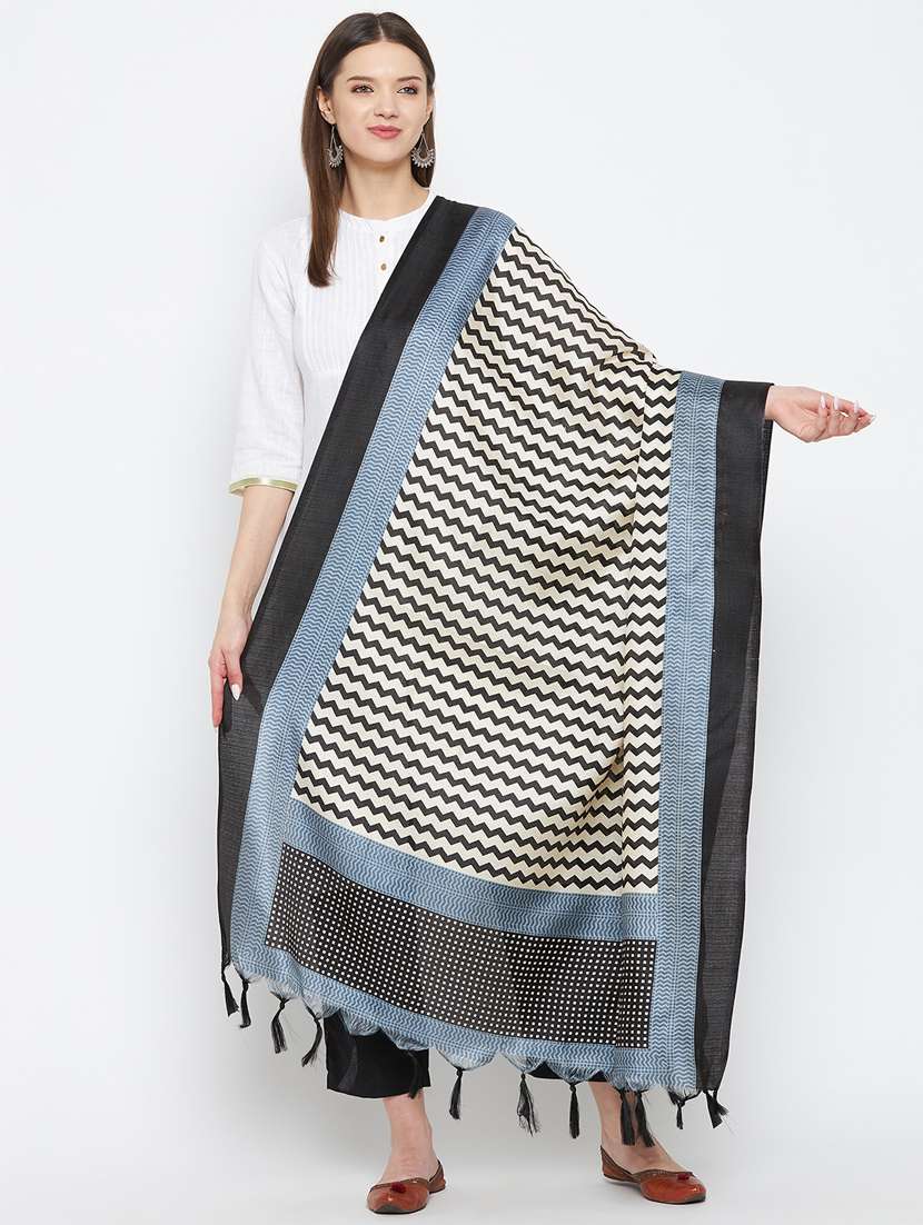 black silk blend dupatta