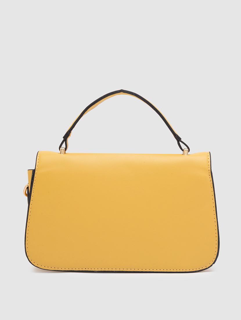 yellow solid regular handbag - 18424331 - Standard Image - 1