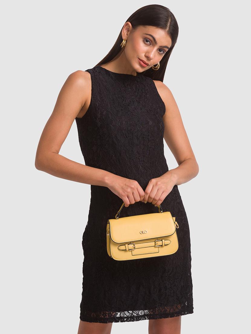 yellow solid regular handbag - 18424331 - Standard Image - 4