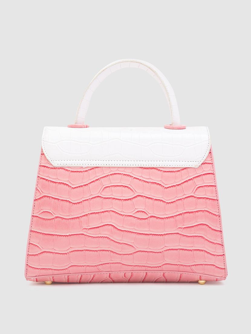 pink textured regular handbag - 18424334 -  Standard Image - 1