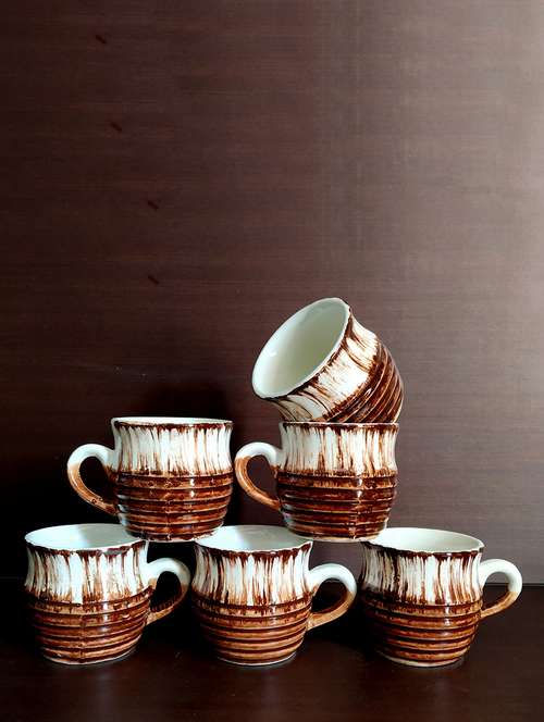 ethnic kullad-shaped set of 6 cups | cup set | tea cups | kullad | kulhad | coffee cups - 18424444 - Standard Image - 0