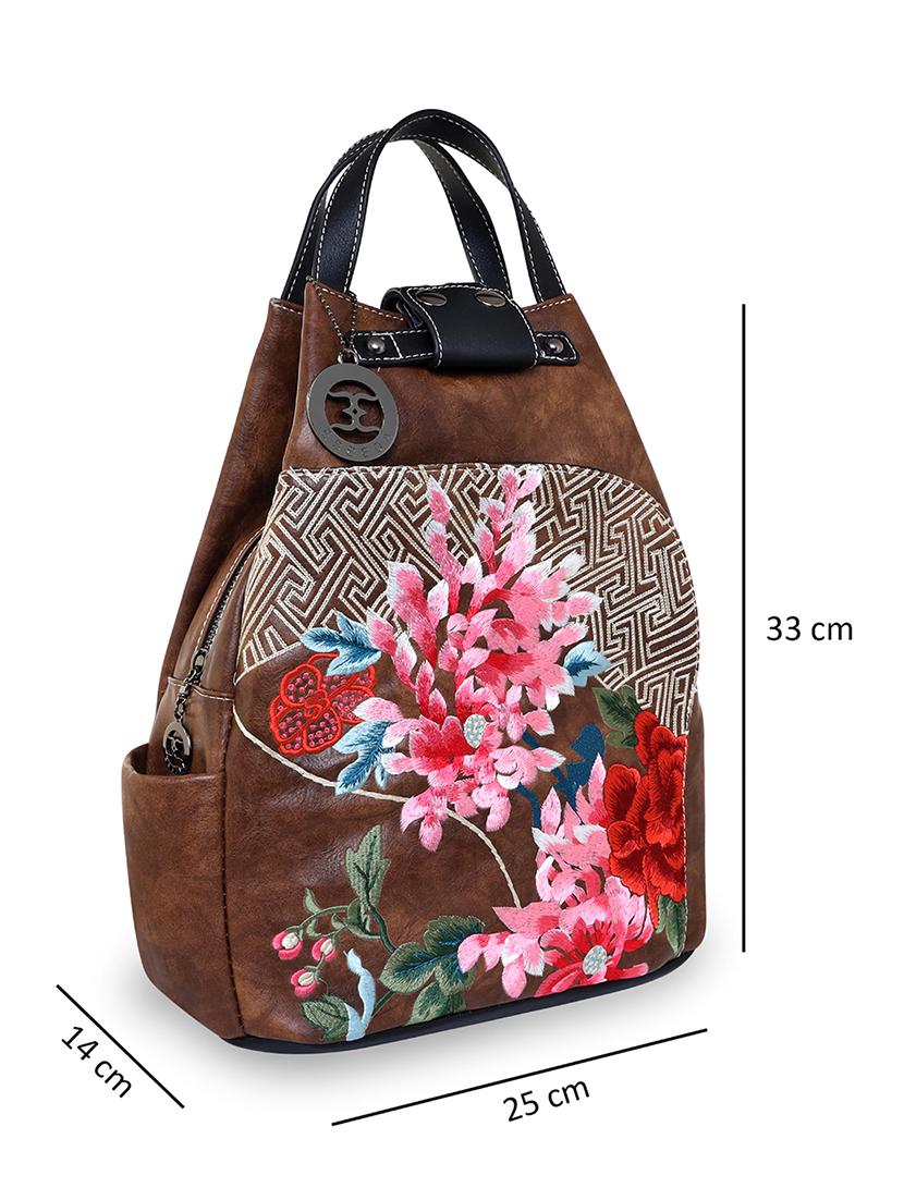 brown floral regular backpack - 18424717 - Standard Image - 4