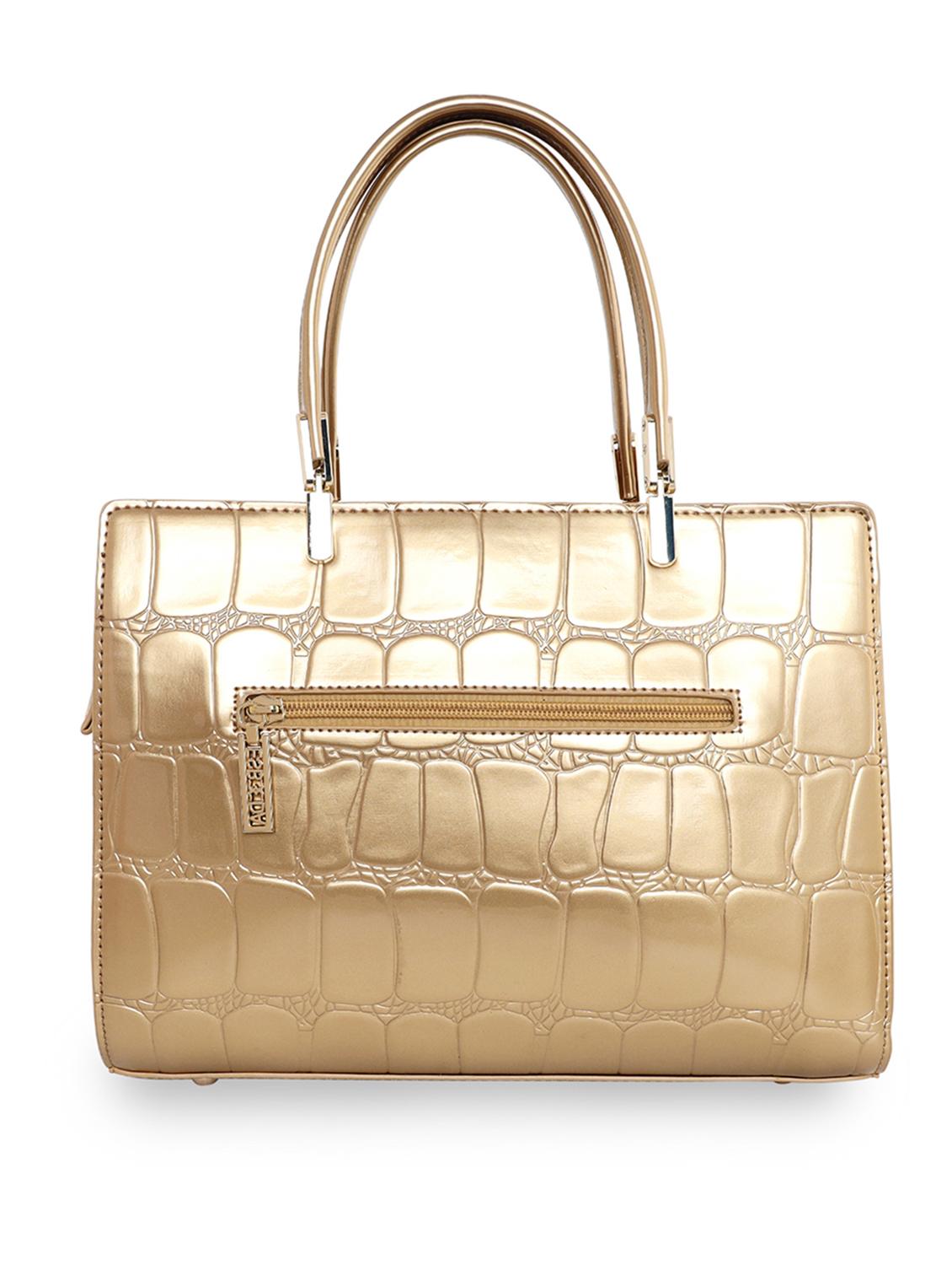gold textured regular handbag - 18424741 -  Standard Image - 1