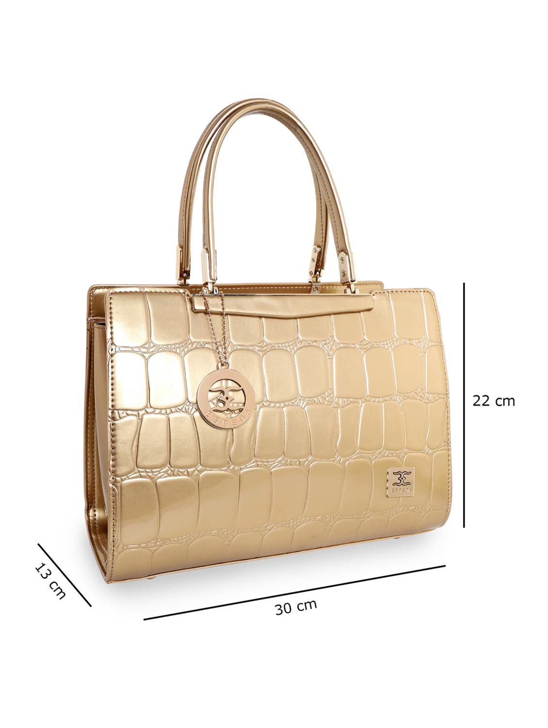 gold textured regular handbag - 18424741 - Standard Image - 4