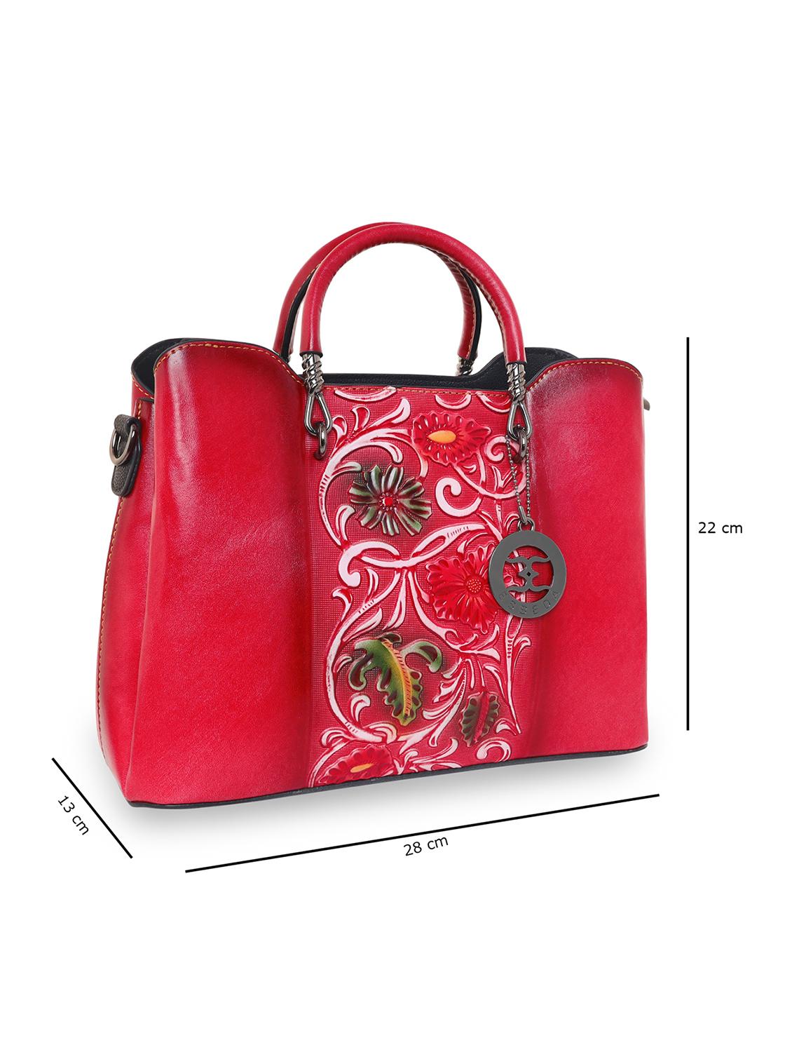 red floral regular handbag - 18424747 - Standard Image - 4