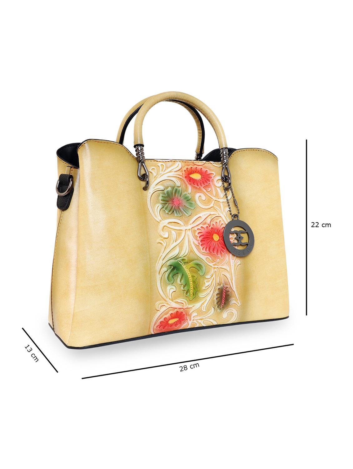yellow floral regular handbag - 18424751 - Standard Image - 4