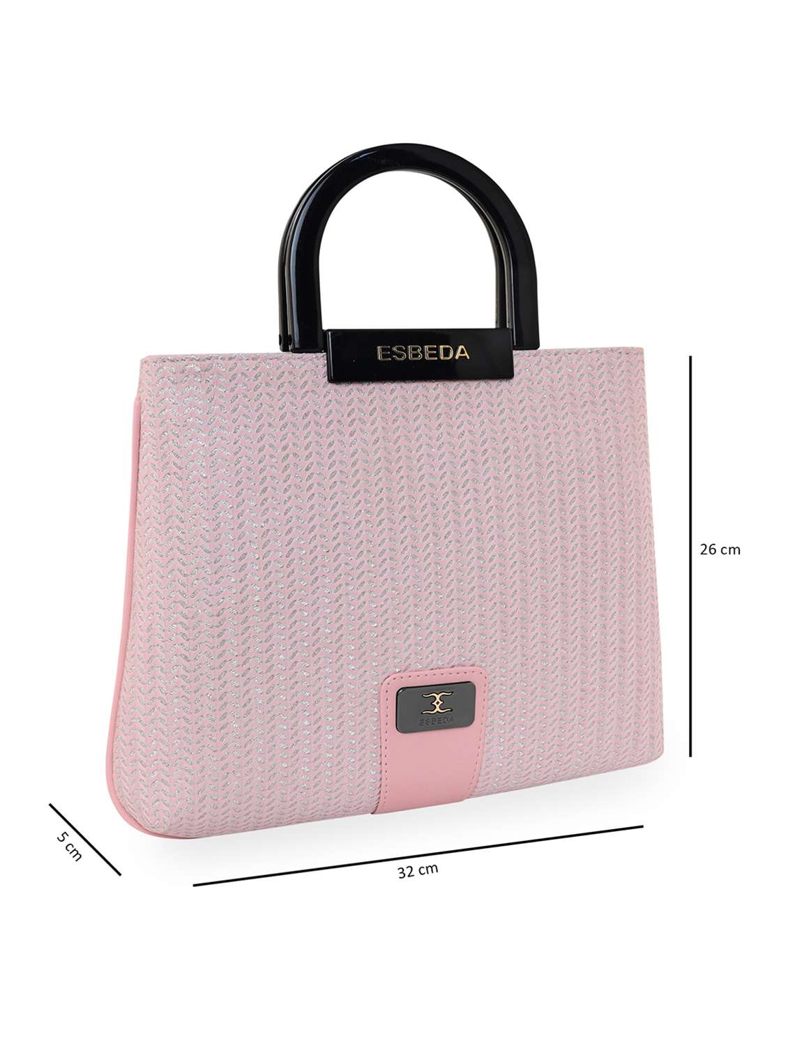 pink textured regular handbag - 18424763 -  Standard Image - 4
