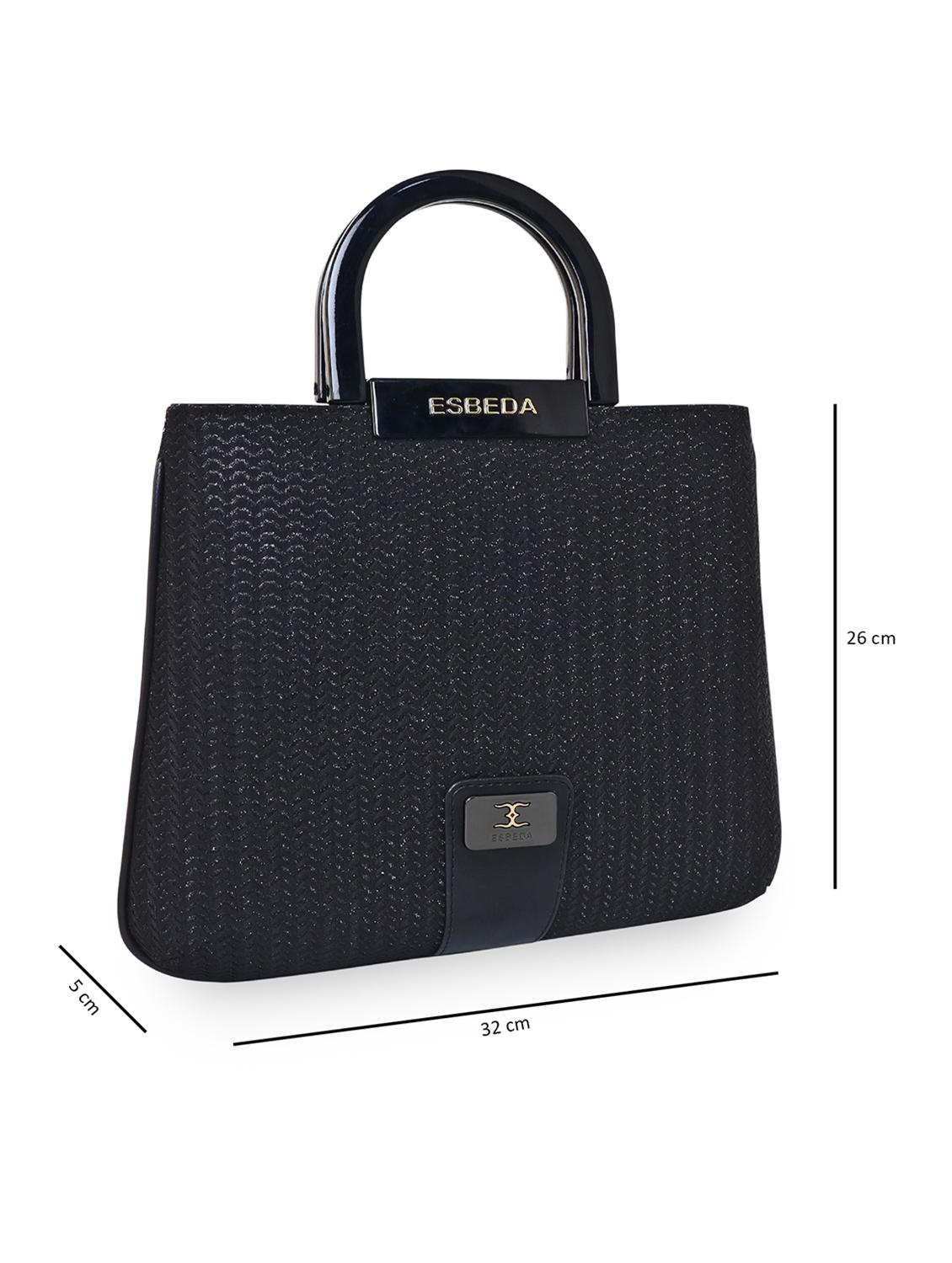 black textured regular handbag - 18424764 - Standard Image - 4