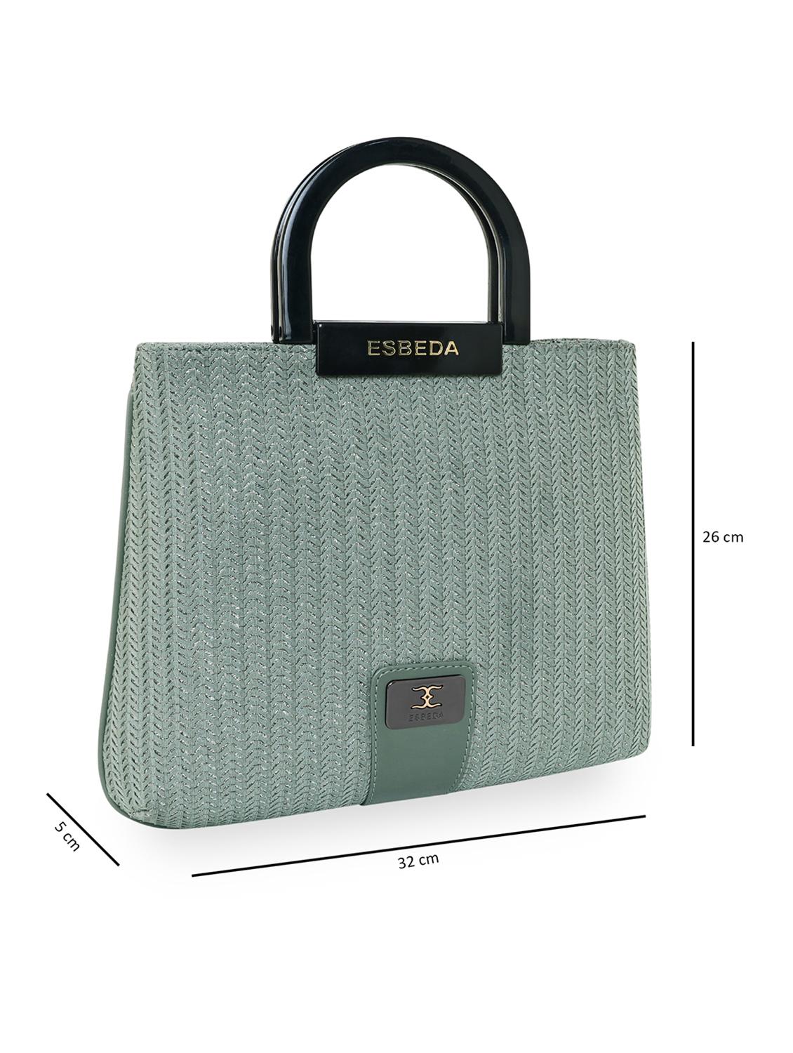 green textured regular handbag - 18424766 - Standard Image - 4
