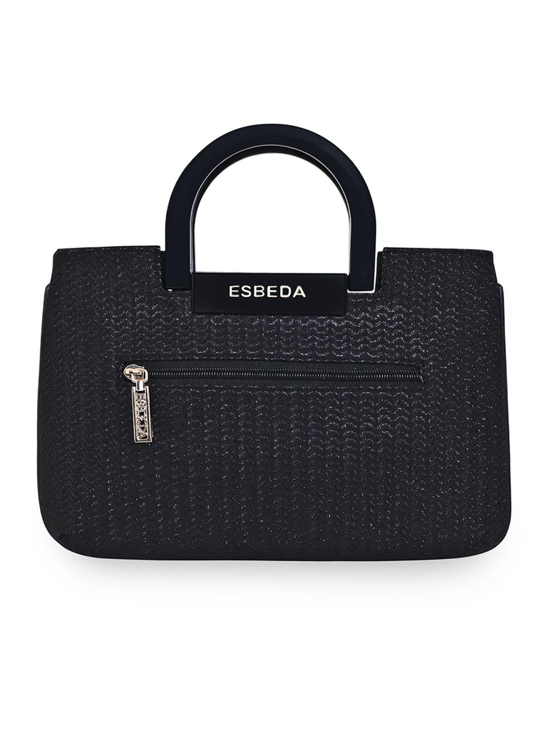 black textured regular handbag - 18424771 - Standard Image - 1