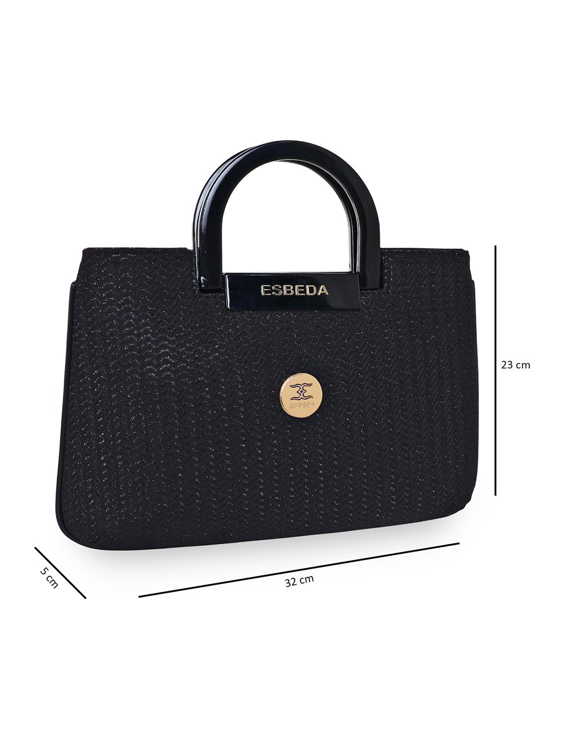 black textured regular handbag - 18424771 - Standard Image - 4