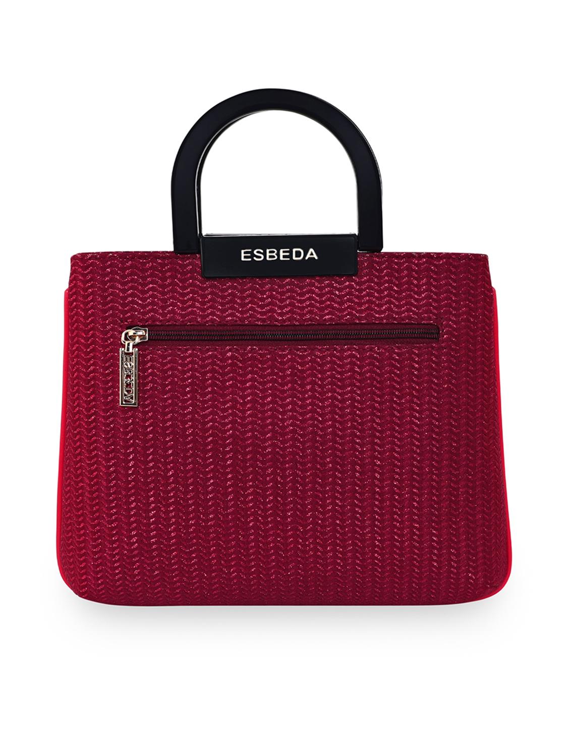 maroon textured regular handbag - 18424808 - Standard Image - 1