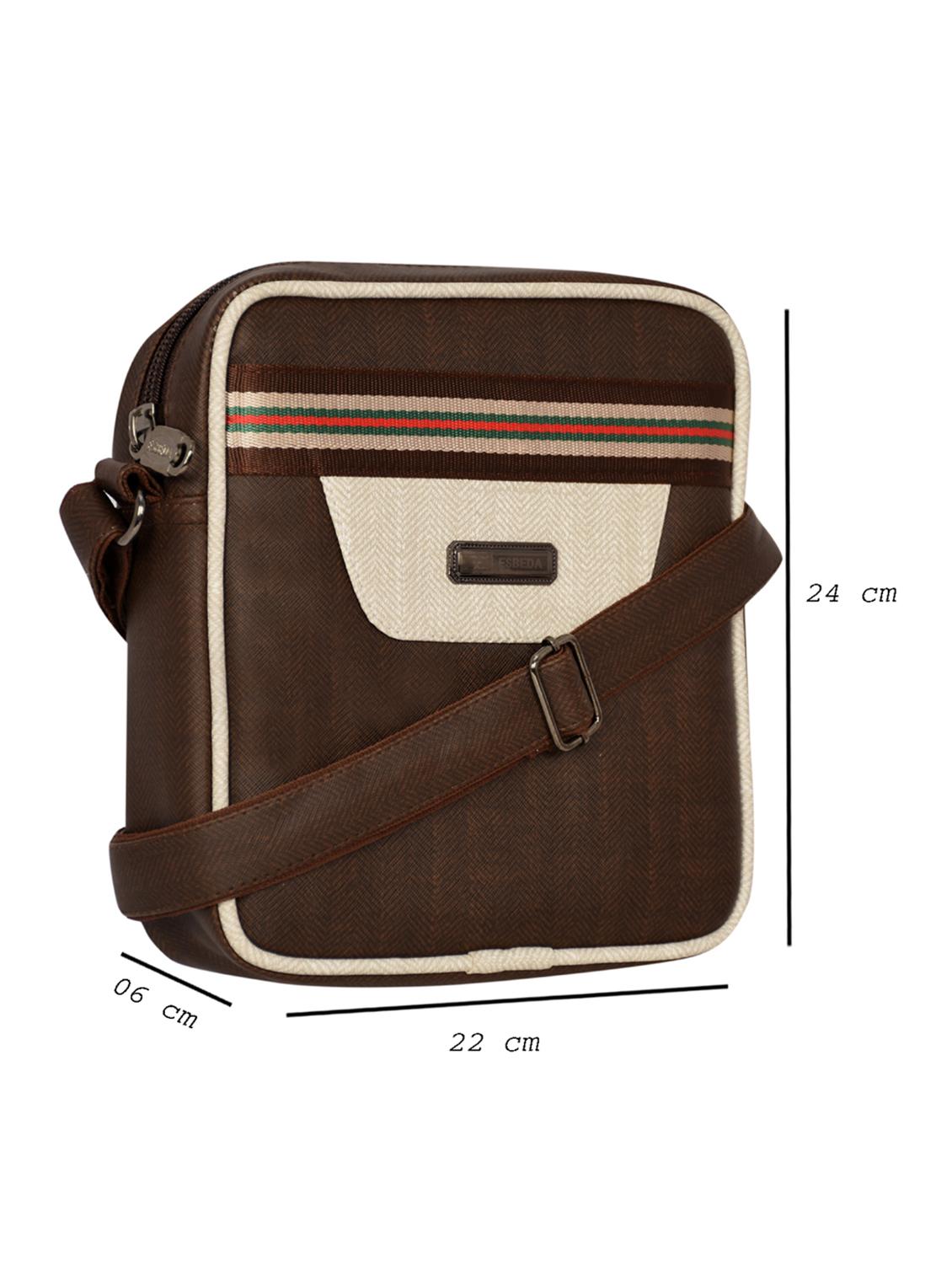 brown textured regular sling bag - 18424819 - Standard Image - 4