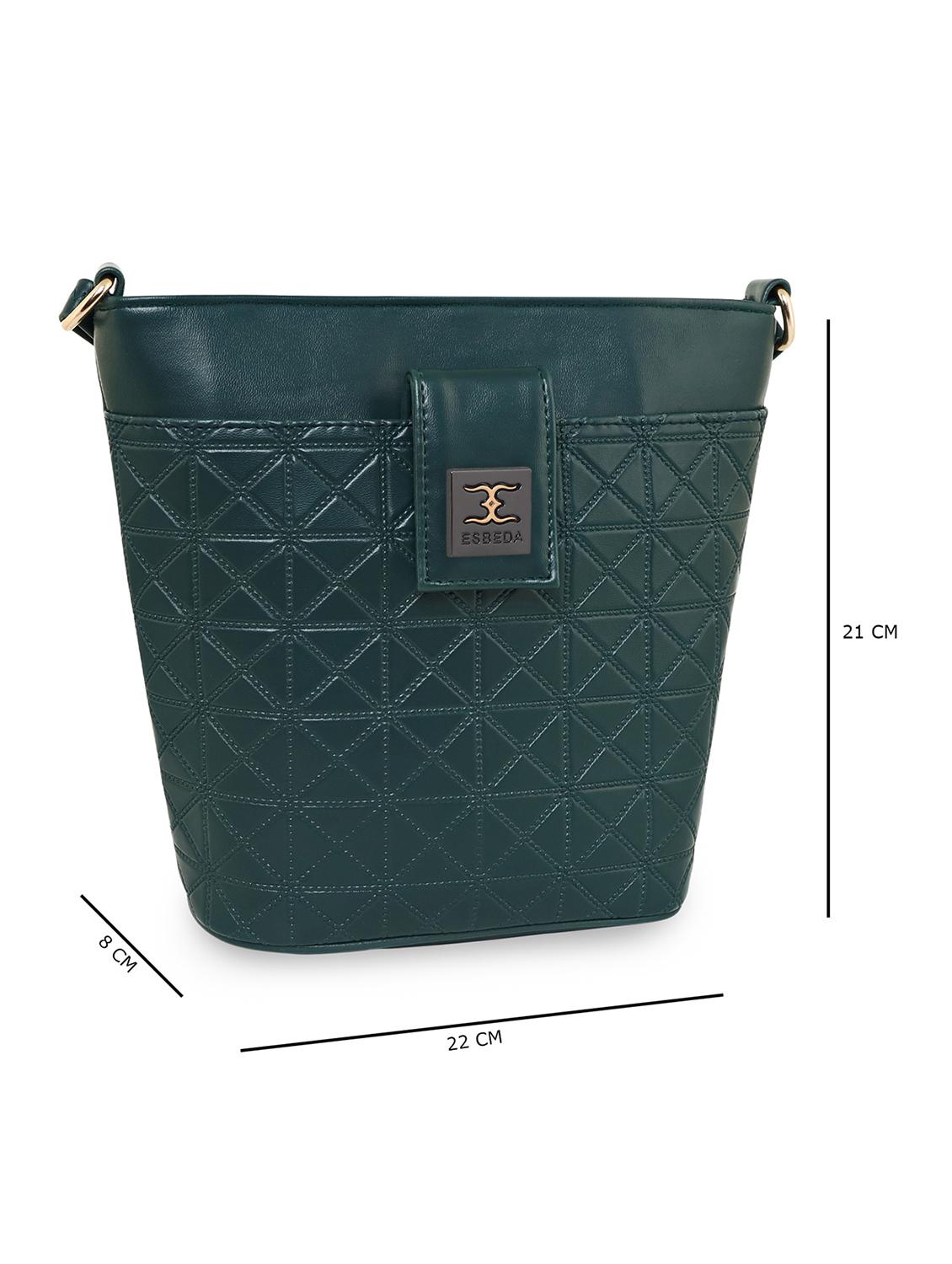 green textured regular sling bag - 18424823 - Standard Image - 4