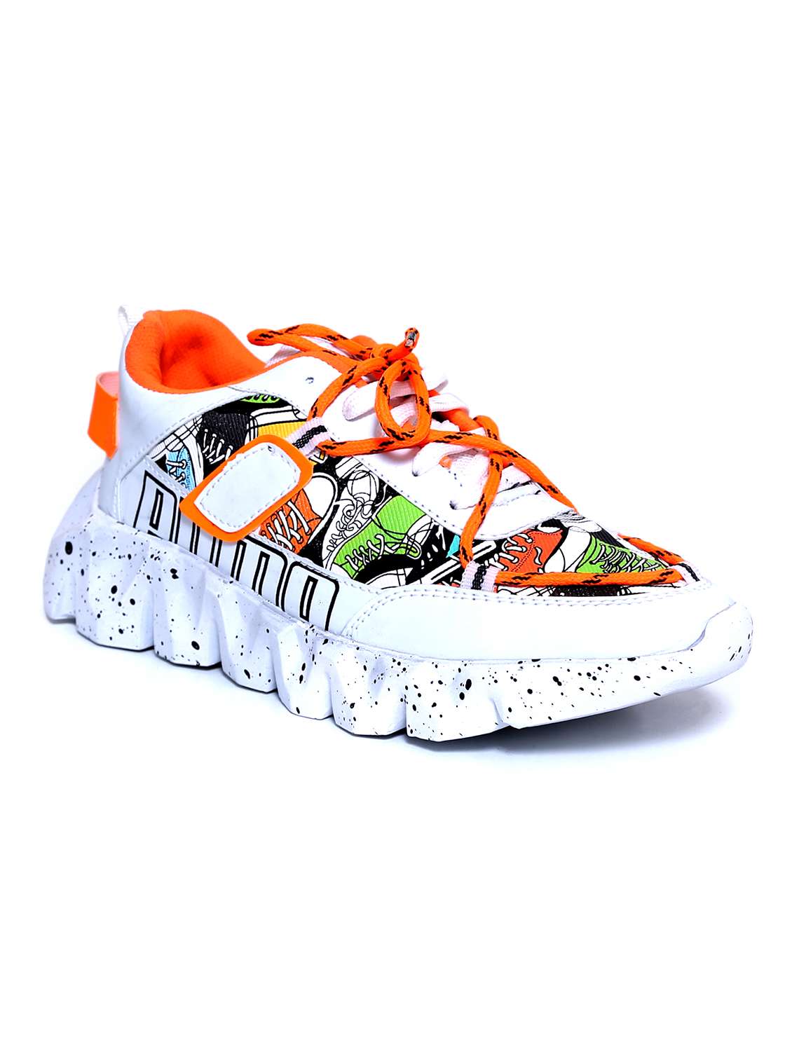 white lace up sport shoe